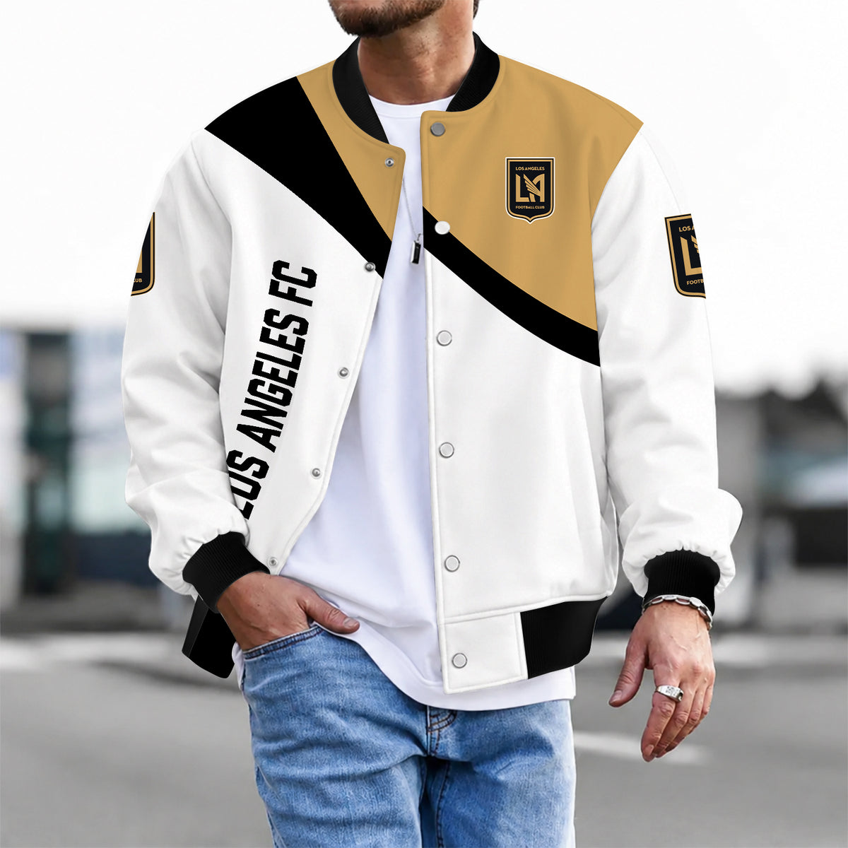 [FAN EXCLUSIVE] NEW CUSTOMIZED MLS18 LAF LOS ANGELES FC BASEBALL JACKET & SATIN VARSITY JACKET