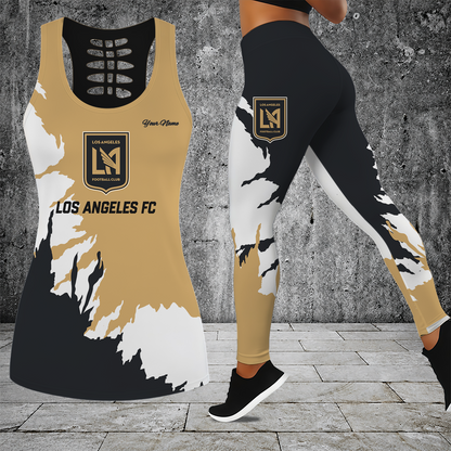 [FAN EXCLUSIVE] NEW CUSTOMIZED MLS18 LAF LOS ANGELES FC HOLLOW TANK TOP & LEGGINGS SET