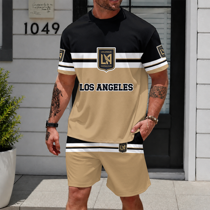 [FAN EXCLUSIVE] NEW CUSTOMIZED MLS18 LAF LOS ANGELES FC UNISEX T-SHIRT & SHORTS SET