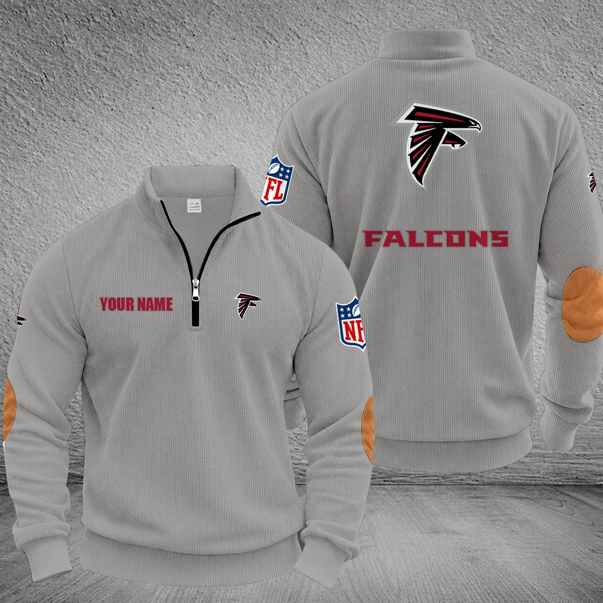 [SPECIAL OFFER] NEW CUSTOMIZED NFL18 ATF ATLANTA FALCONS MULTICOLOR STRIPED QUATER ZIP SWEATSHIRT
