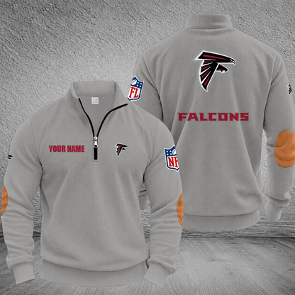 [SPECIAL OFFER] NEW CUSTOMIZED NFL18 ATF ATLANTA FALCONS MULTICOLOR STRIPED QUATER ZIP SWEATSHIRT
