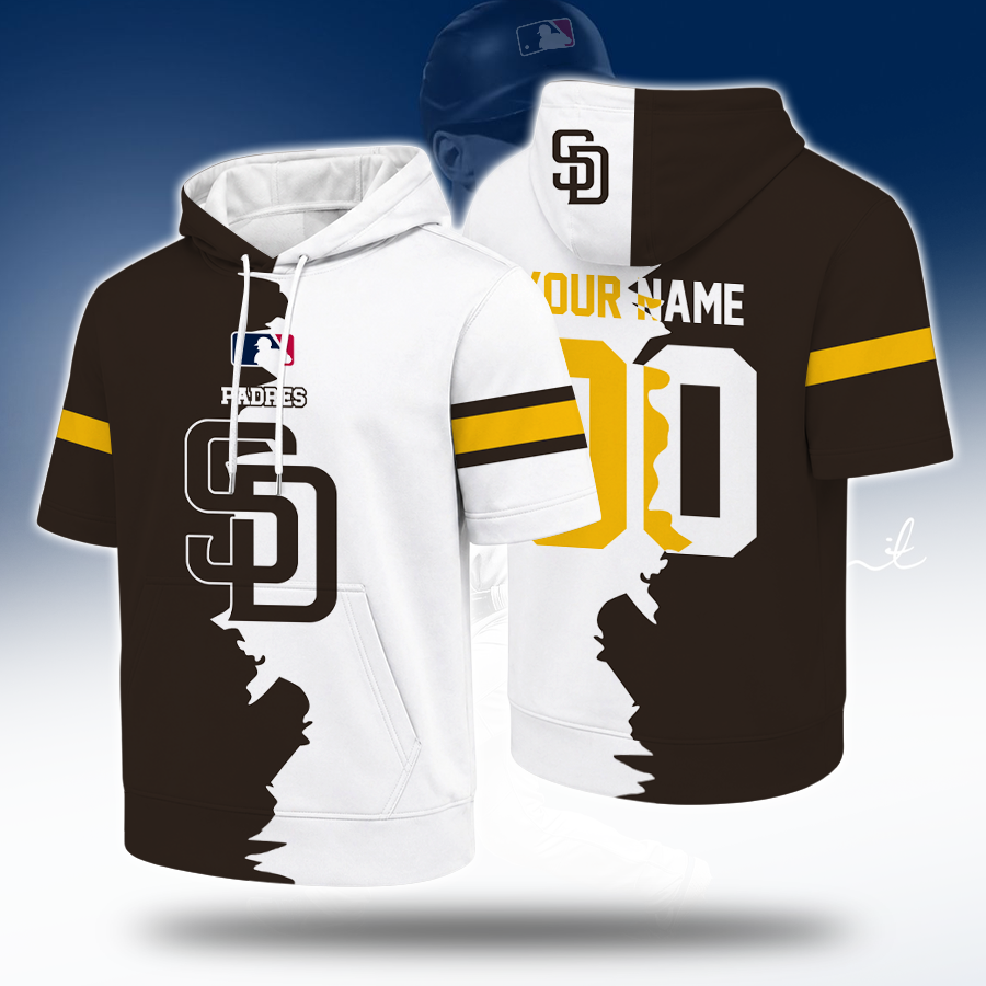 [FLASH SALE] NEW CUSTOMIZED MLB18 SDP SAN DIEGO PADRES SHORT SLEEVE HOODIE