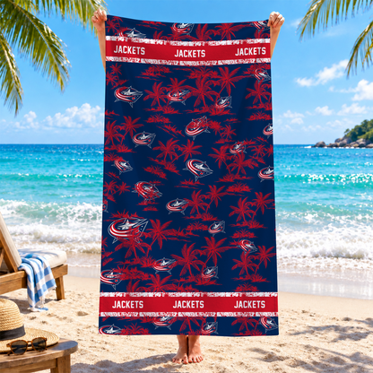 [SUPER SALE] NEW CUSTOMIZED NHL18 CBJ COLUMBUS BLUE JACKETS BEACH TOWEL