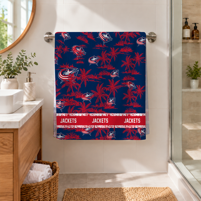 [SUPER SALE] NEW CUSTOMIZED NHL18 CBJ COLUMBUS BLUE JACKETS BEACH TOWEL
