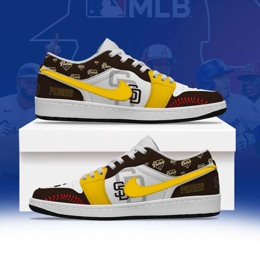 [FLASH SALE] NEW CUSTOMIZED MLB18 SDP SAN DIEGO PADRES AIR JORDAN LOW SHOES