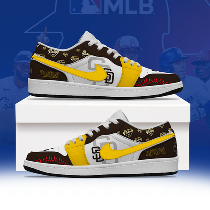 [FLASH SALE] NEW CUSTOMIZED MLB18 SDP SAN DIEGO PADRES AIR JORDAN LOW SHOES