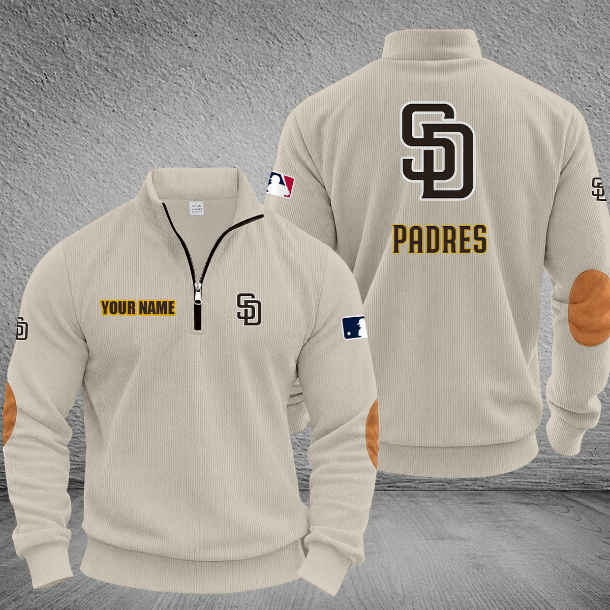 [FLASH SALE] NEW CUSTOMIZED MLB18 SDP SAN DIEGO PADRES MULTICOLOR STRIPED QUATER ZIP SWEATSHIRT