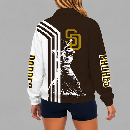LIMITED EDITION - NEW CUSTOMIZED MLB18 SDP SAN DIEGO PADRES V-NECK ZIPPER SWEATSHIRT JACKET