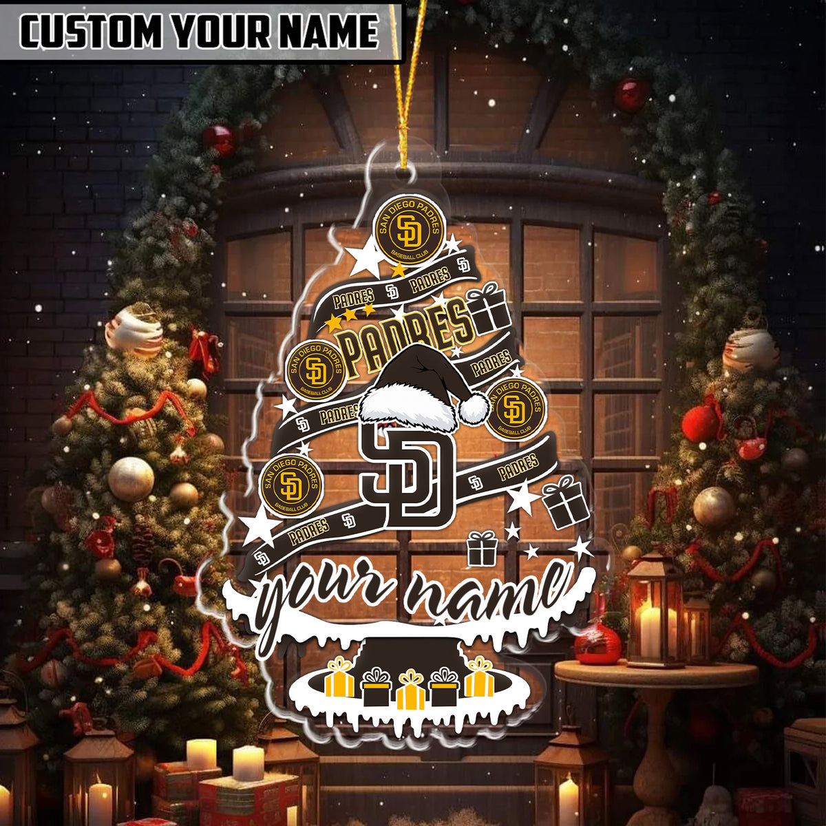 [FLASH SALE] NEW CUSTOMIZED MLB18 SDP SAN DIEGO PADRES CHRISTMAS ACRYLIC ORNAMENT