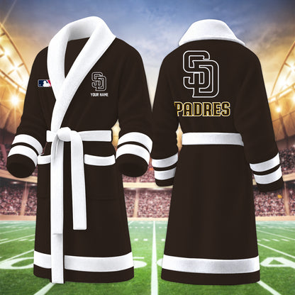 [FLASH SALE] NEW CUSTOMIZED MLB18 SDP SAN DIEGO PADRES MULTICOLOR FLEECE BATHROBE