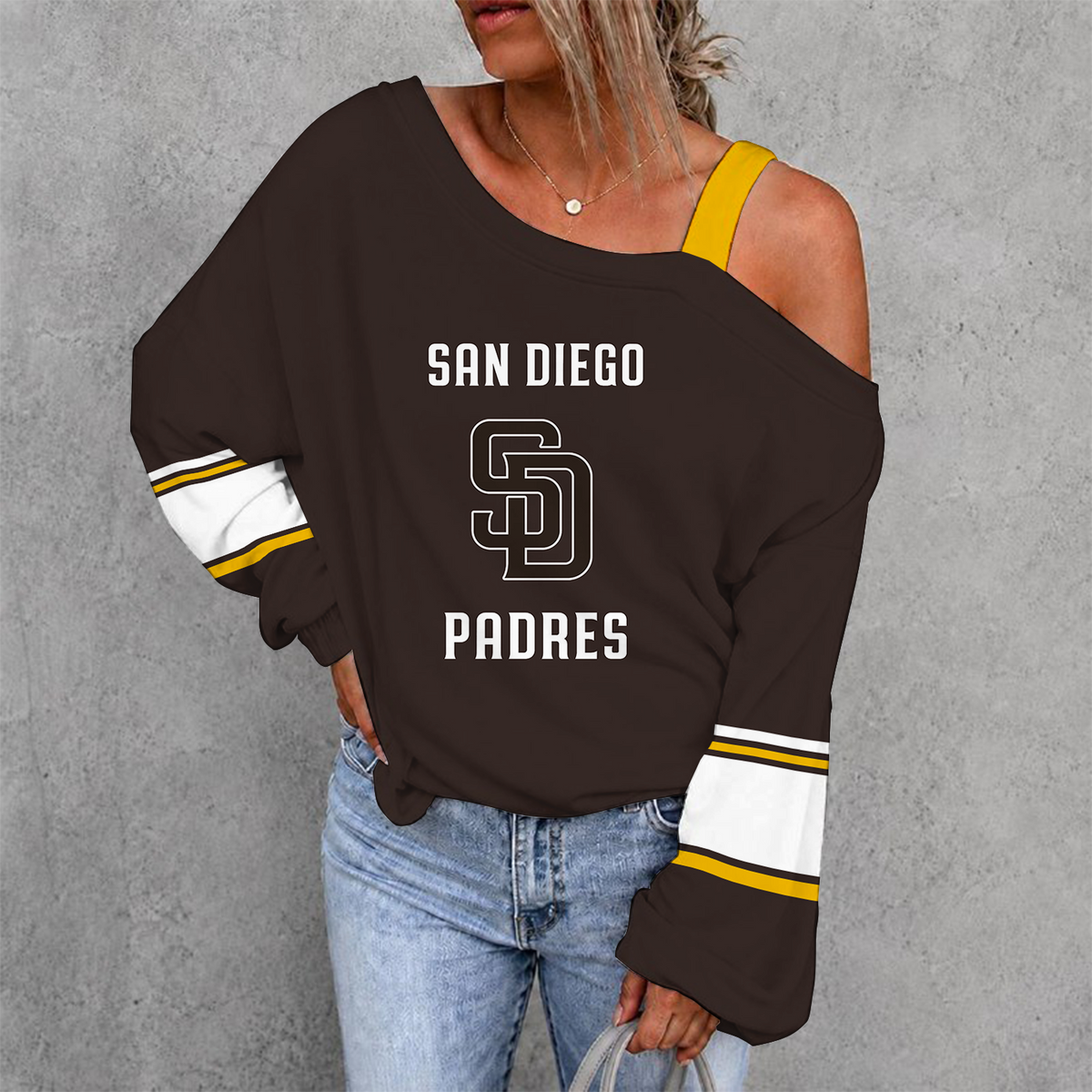 [FLASH SALE] NEW CUSTOMIZED MLB18 SDP SAN DIEGO PADRES DROP SHOULDER SWEATSHIRT