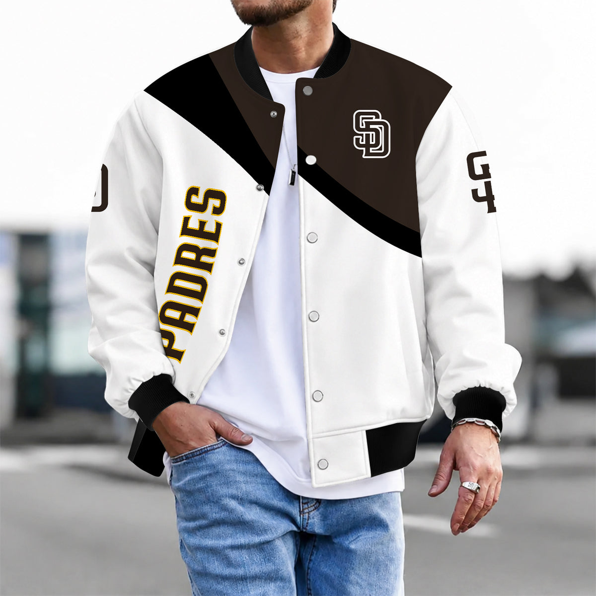 [FLASH SALE] NEW CUSTOMIZED MLB18 SDP SAN DIEGO PADRES SATIN VARSITY & BASEBALL JACKET