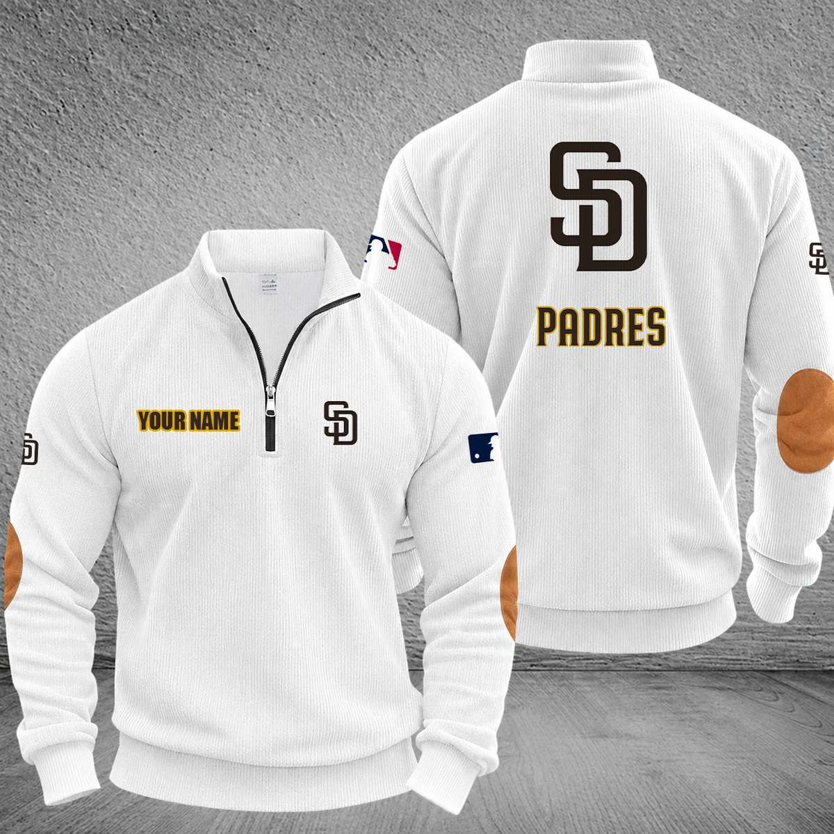 [FLASH SALE] NEW CUSTOMIZED MLB18 SDP SAN DIEGO PADRES MULTICOLOR STRIPED QUATER ZIP SWEATSHIRT