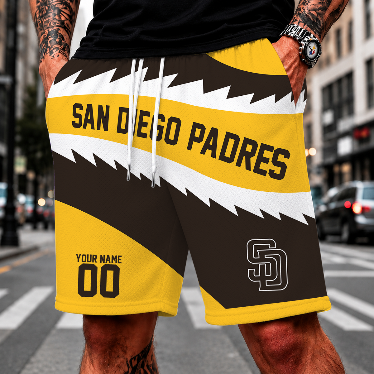 [FLASH SALE] NEW CUSTOMIZED MLB18 SDP SAN DIEGO PADRES SHORT PANTS