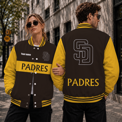 [FLASH SALE] NEW CUSTOMIZED MLB18 SDP SAN DIEGO PADRES SATIN VARSITY & BASEBALL JACKET