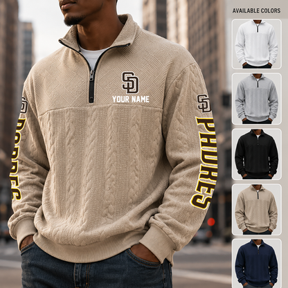 [FLASH SALE] NEW CUSTOMIZED MLB18 SDP SAN DIEGO PADRES MULTICOLOR QUARTER-ZIP SWEATSHIRT