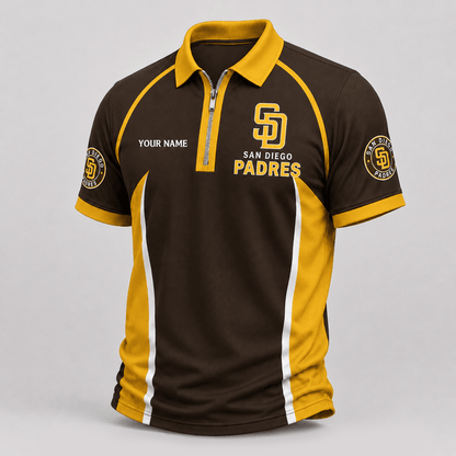 [FLASH SALE] NEW CUSTOMIZED MLB18 SDP SAN DIEGO PADRES ZIP POLO SHIRT
