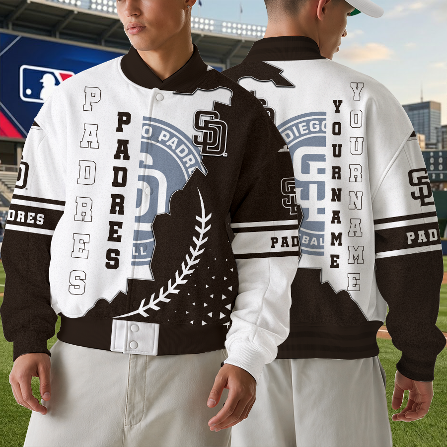 [FLASH SALE] NEW CUSTOMIZED MLB18 SDP SAN DIEGO PADRES SATIN VARSITY & BASEBALL JACKET
