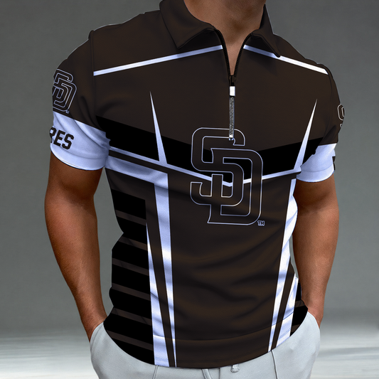 [FLASH SALE] NEW CUSTOMIZED MLB18 SDP SAN DIEGO PADRES ZIP POLO SHIRT