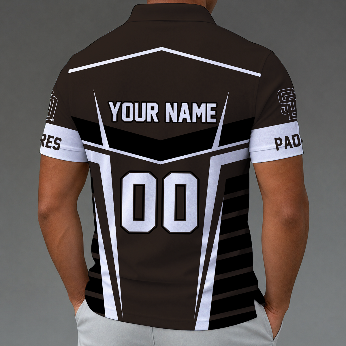 [FLASH SALE] NEW CUSTOMIZED MLB18 SDP SAN DIEGO PADRES ZIP POLO SHIRT