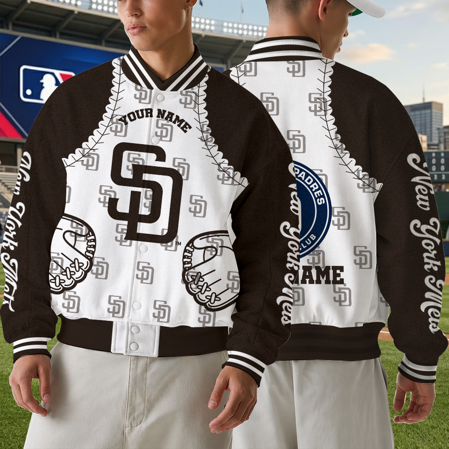 [FLASH SALE] NEW CUSTOMIZED MLB18 SDP SAN DIEGO PADRES SATIN VARSITY & BASEBALL JACKET