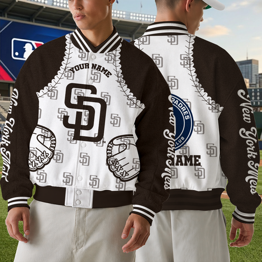 [FLASH SALE] NEW CUSTOMIZED MLB18 SDP SAN DIEGO PADRES SATIN VARSITY & BASEBALL JACKET