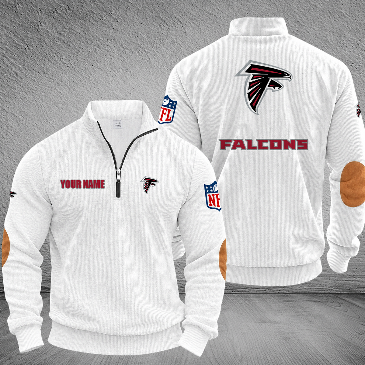 [SPECIAL OFFER] NEW CUSTOMIZED NFL18 ATF ATLANTA FALCONS MULTICOLOR STRIPED QUATER ZIP SWEATSHIRT