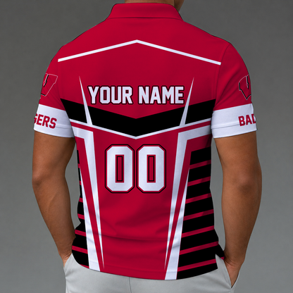 [FAN FAVORITE] NEW CUSTOMIZED NCAA FBS18 WSB WISCONSIN BADGERS POLO SHIRT