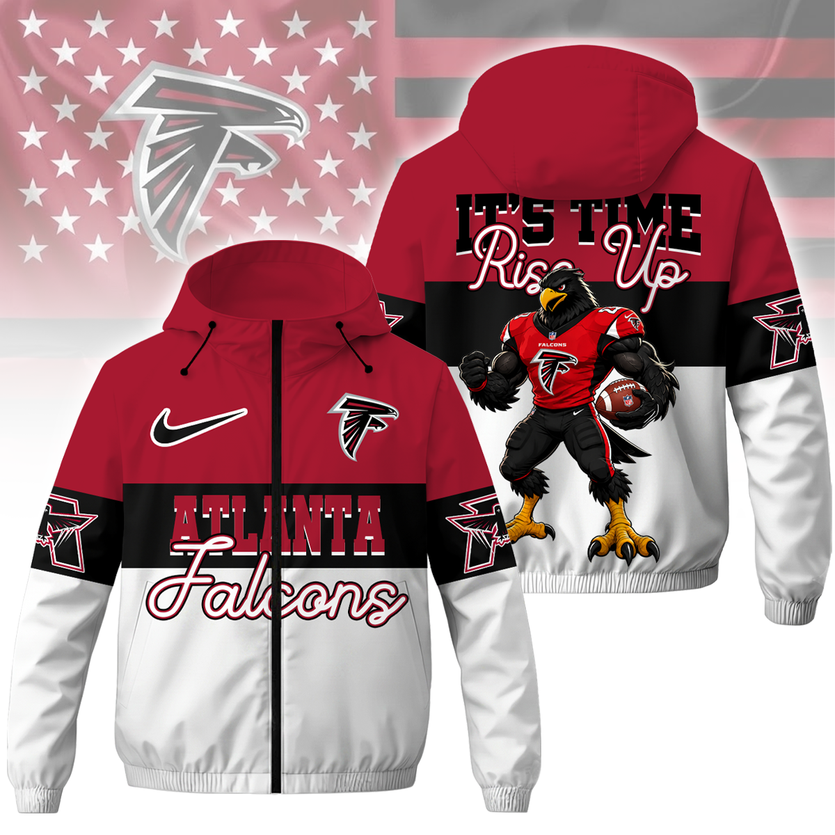 [SPECIAL OFFER] NEW CUSTOMIZED NFL18 ATF ATLANTA FALCONS WINDBREAKER JACKET