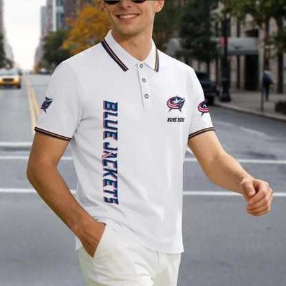 [SUPER SALE] NEW CUSTOMIZED NHL18 CBJ COLUMBUS BLUE JACKETS POLO SHIRT