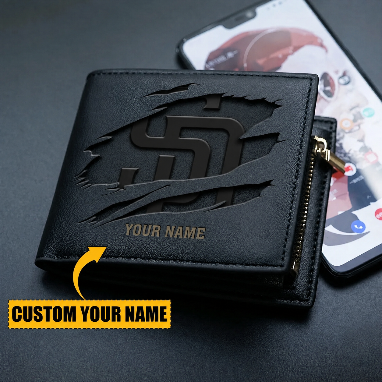 [FLASH SALE] NEW CUSTOMIZED MLB18 SDP SAN DIEGO PADRES LEATHER WALLET