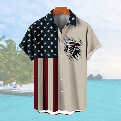 [SPECIAL OFFER] NEW CUSTOMIZED NFL18 ATF ATLANTA FALCONS PATRIOTIC 250 USA HAWAIIAN SHIRT