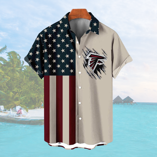 [SPECIAL OFFER] NEW CUSTOMIZED NFL18 ATF ATLANTA FALCONS PATRIOTIC 250 USA HAWAIIAN SHIRT