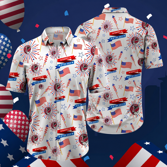 [SPECIAL OFFER] NEW CUSTOMIZED NFL18 ATF ATLANTA FALCONS PATRIOTIC 250 USA HAWAIIAN SHIRT