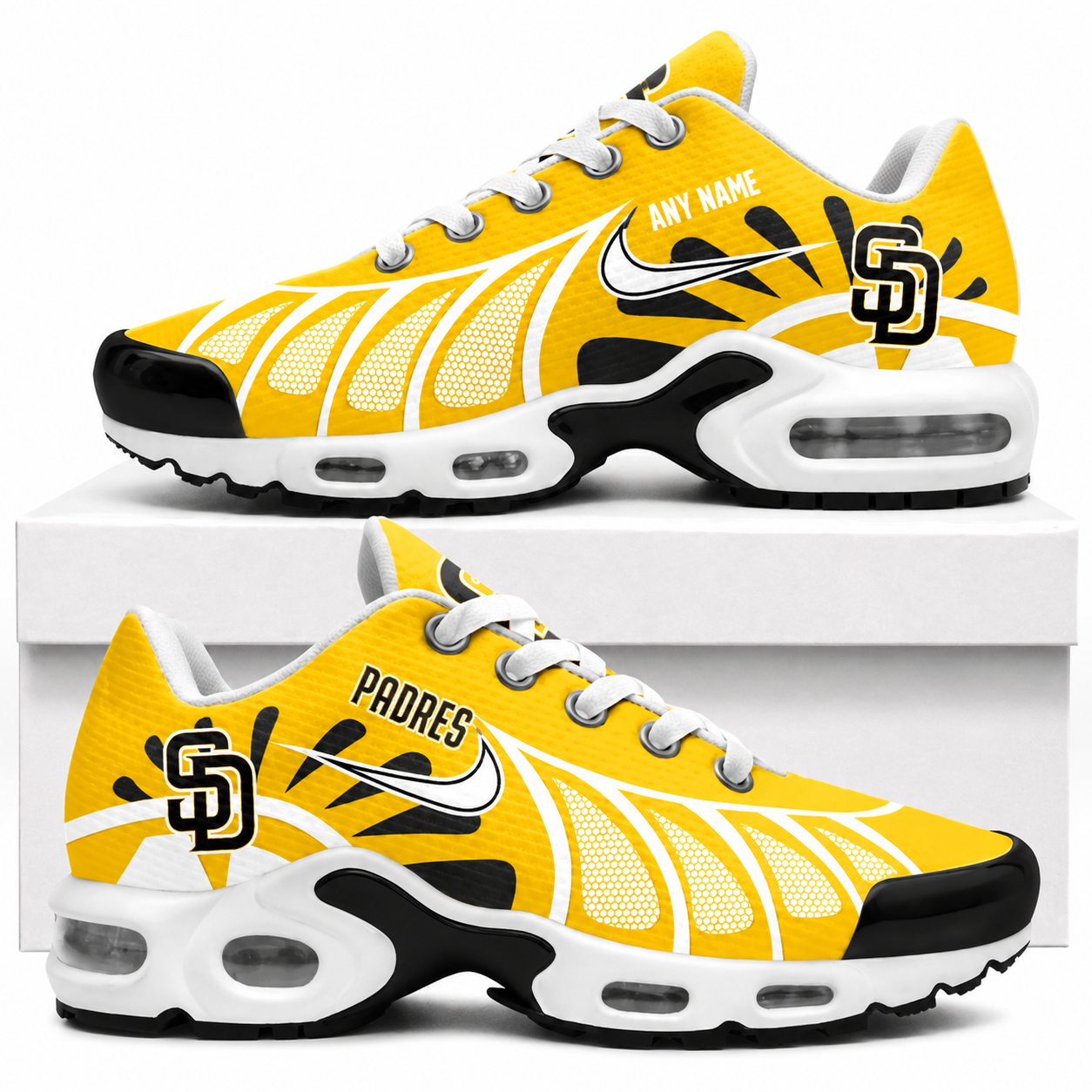 [FLASH SALE] NEW CUSTOMIZED  MLB18 SDP SAN DIEGO PADRES AIR MAX PLUS SNEAKERS