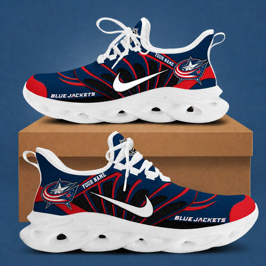 [SUPER SALE] NEW CUSTOMIZED NHL18 CBJ COLUMBUS BLUE JACKETS CLUNKY SNEAKERS