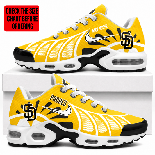 [FLASH SALE] NEW CUSTOMIZED  MLB18 SDP SAN DIEGO PADRES AIR MAX PLUS SNEAKERS