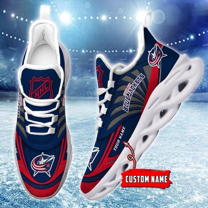 [SUPER SALE] NEW CUSTOMIZED NHL18 CBJ COLUMBUS BLUE JACKETS CLUNKY SNEAKERS