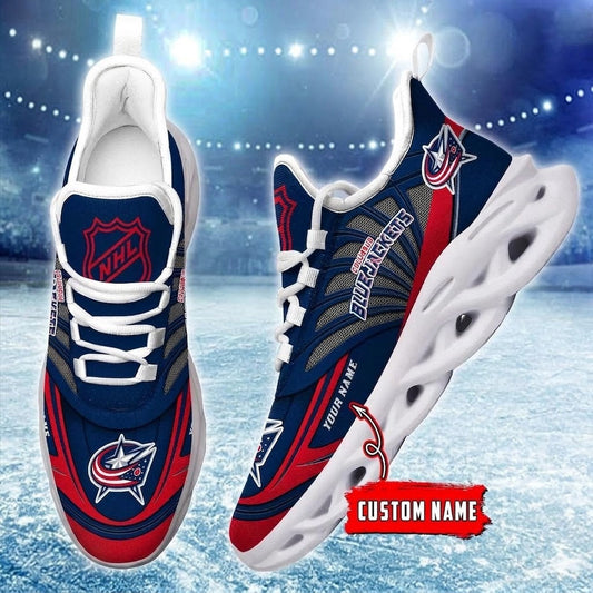 [SUPER SALE] NEW CUSTOMIZED NHL18 CBJ COLUMBUS BLUE JACKETS CLUNKY SNEAKERS