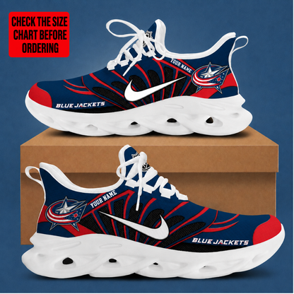 [SUPER SALE] NEW CUSTOMIZED NHL18 CBJ COLUMBUS BLUE JACKETS CLUNKY SNEAKERS