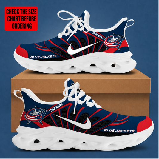 [SUPER SALE] NEW CUSTOMIZED NHL18 CBJ COLUMBUS BLUE JACKETS CLUNKY SNEAKERS