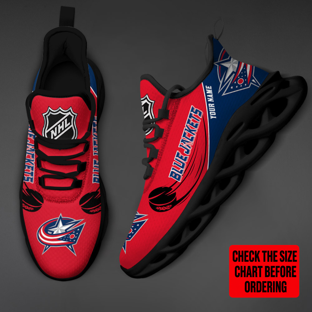[SUPER SALE] NEW CUSTOMIZED NHL18 CBJ COLUMBUS BLUE JACKETS CLUNKY SNEAKERS