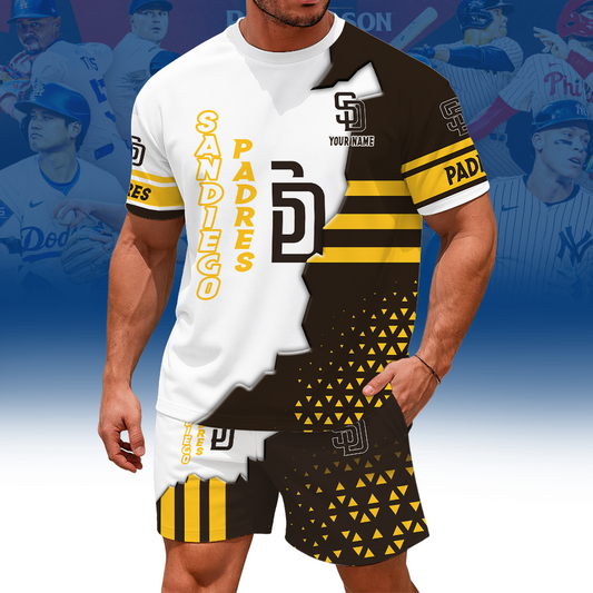 [FLASH SALE] NEW CUSTOMIZED MLB18 SDP SAN DIEGO PADRES UNISEX T-SHIRT & SHORTS SET