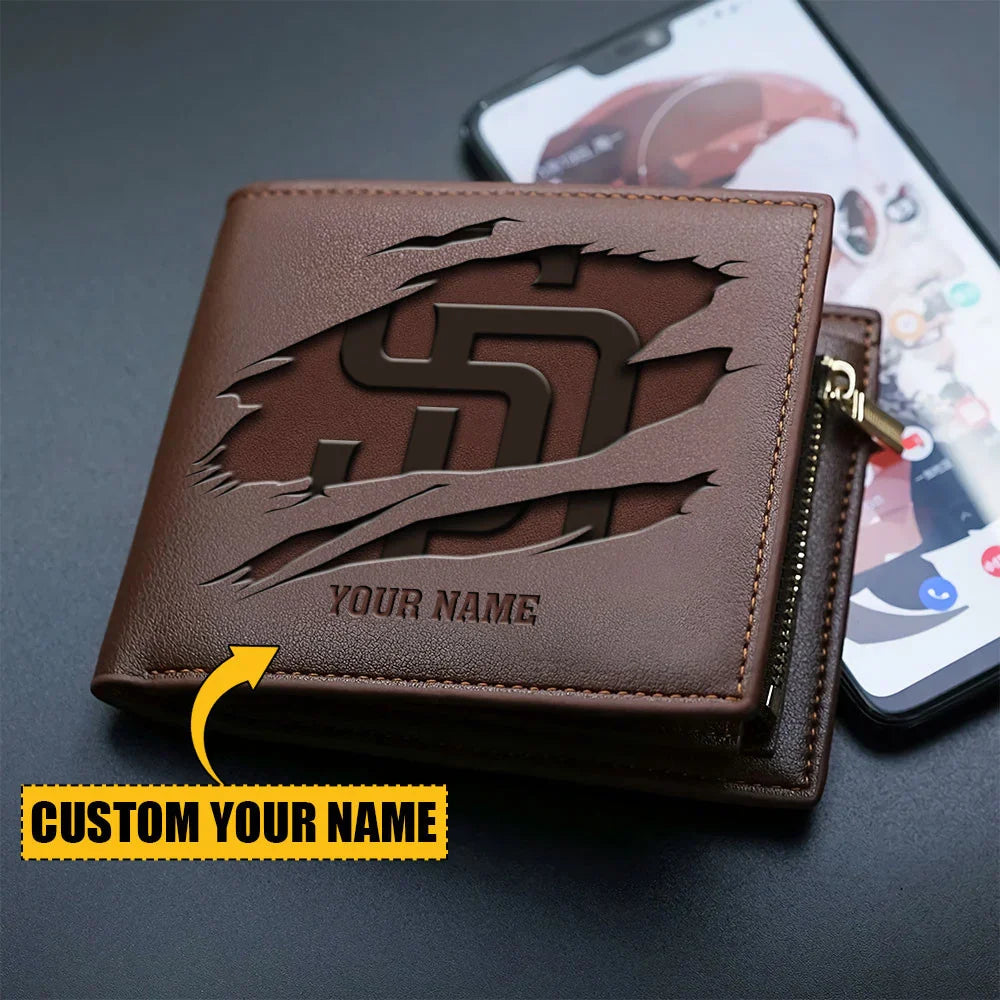 [FLASH SALE] NEW CUSTOMIZED MLB18 SDP SAN DIEGO PADRES LEATHER WALLET