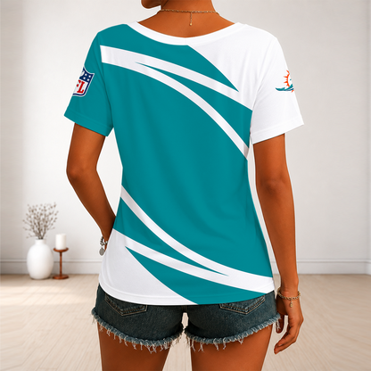[SPECIAL OFFER] NEW CUSTOMIZED NFL19 MDP MIAMI DOLPHINS V-NECK FEMALE SHIRT