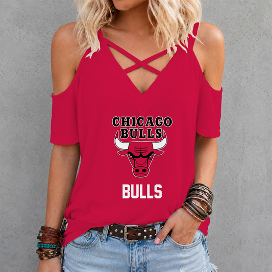 [HOT DEAL] NEW CUSTOMIZED NBA19 CBU CHICAGO BULLS CRISS CROSS V-NECK TOP