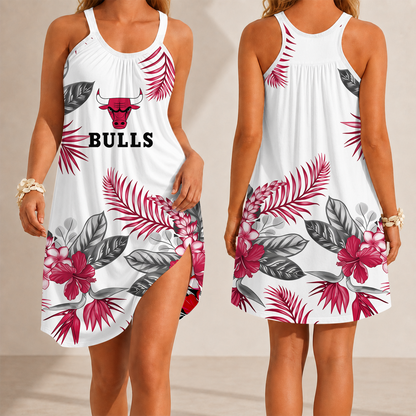 [HOT DEAL] NEW CUSTOMIZED NBA19 CBU CHICAGO BULLS CAMISOLE DRESS