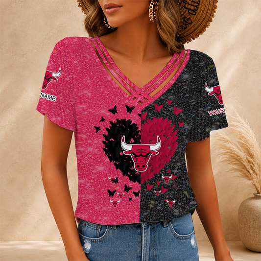 [HOT DEAL] NEW CUSTOMIZED NBA19 CBU CHICAGO BULLS V-NECK SHIRT