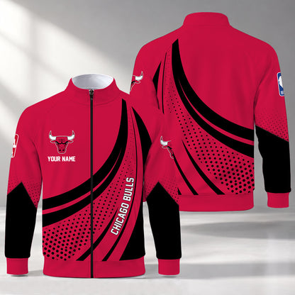 [HOT DEAL] NEW CUSTOMIZED NBA19 CBU CHICAGO BULLS STAND COLLAR JACKET