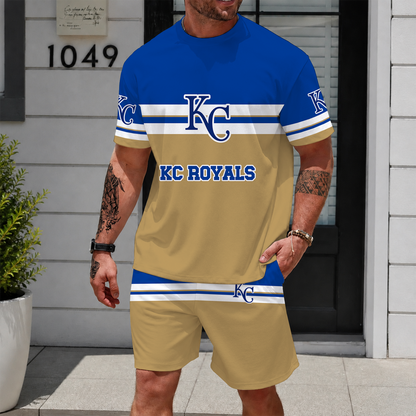 [FLASH SALE] NEW CUSTOMIZED MLB19 KCR KANSAS CITY ROYALS UNISEX T-SHIRT & SHORTS SET